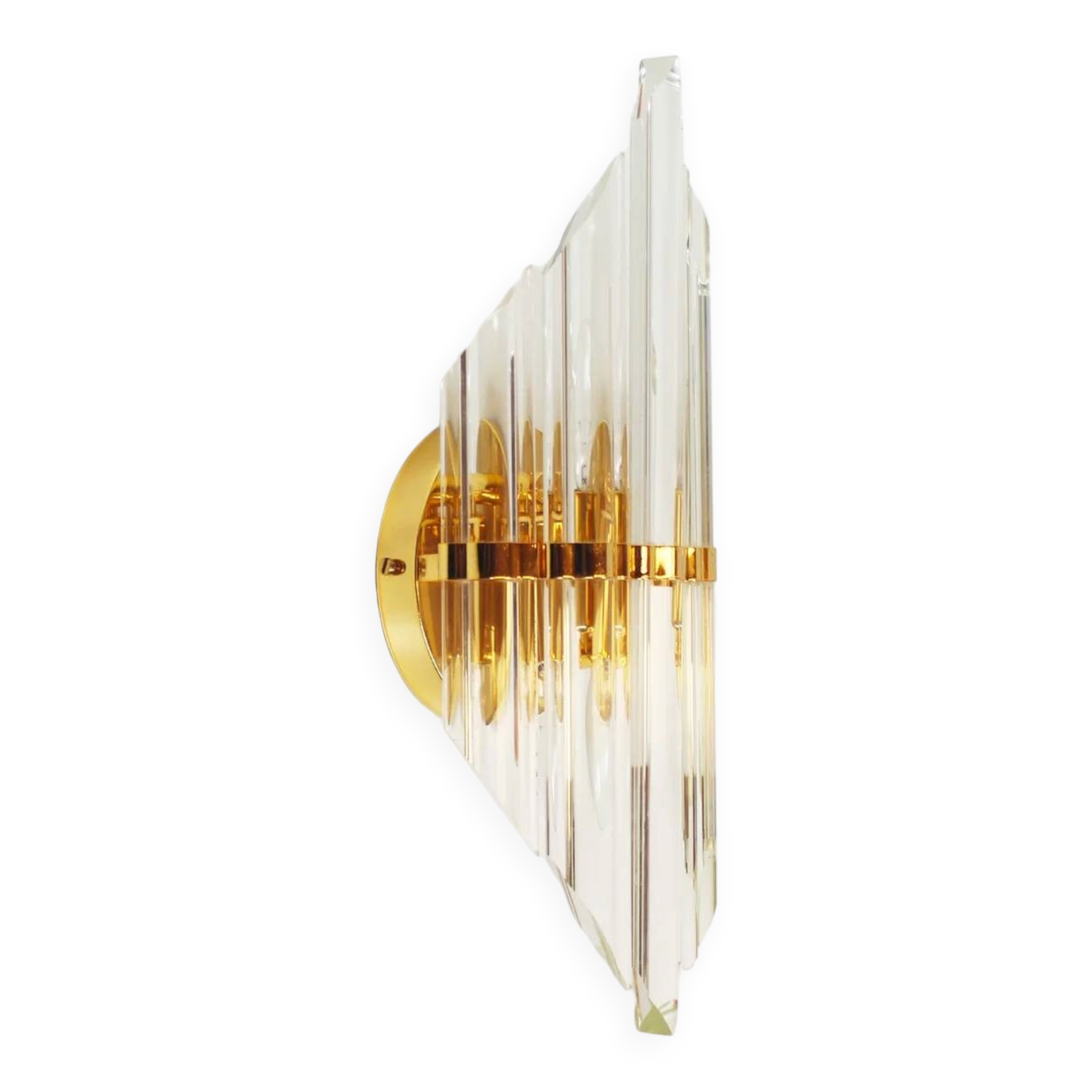 1980s wall lamp in gilded brass and crystal glass by Novaresi Milano