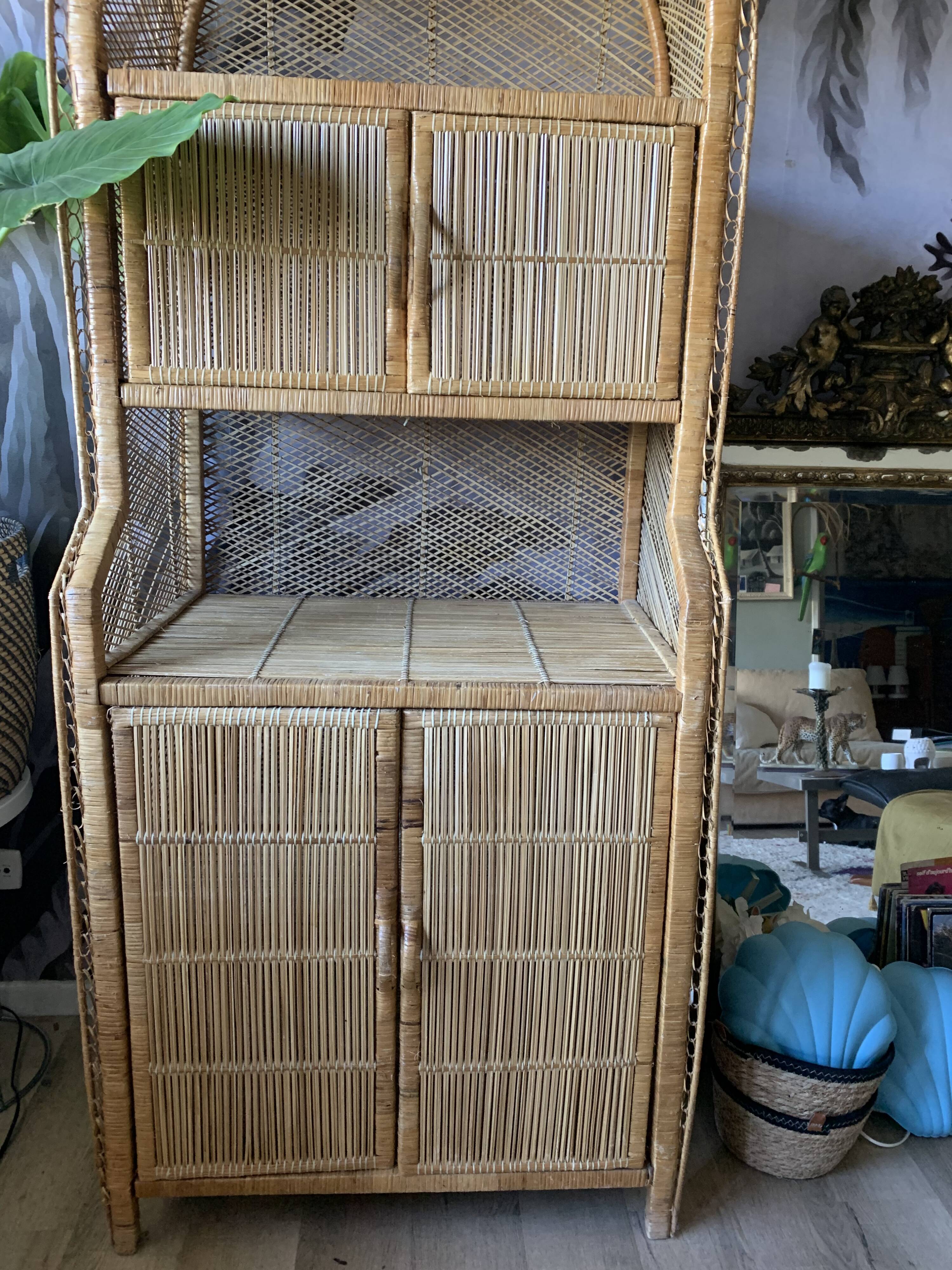 Vintage rattan bookcase