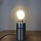 Lampe globe 70's aluminium brossé et verre bullé space age
