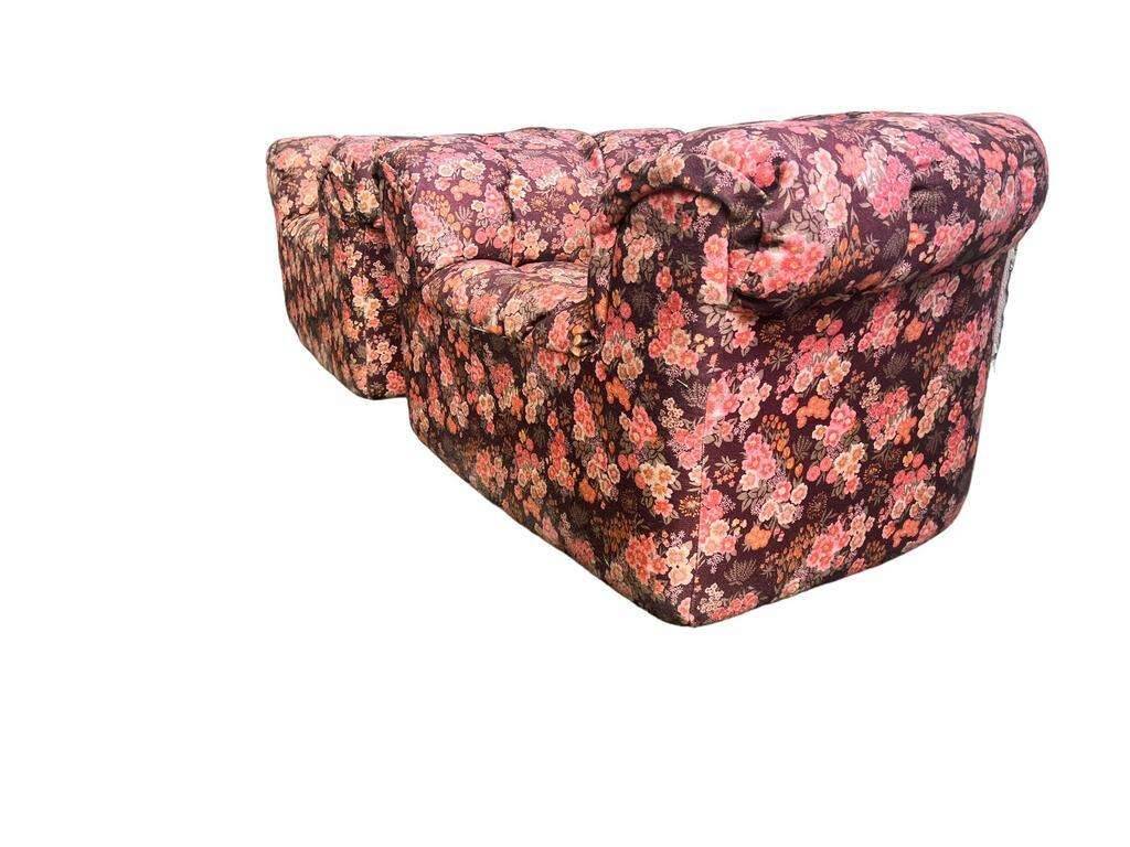 Ensemble de 2 banquettes/fauteuils/sièges fleuris vintage