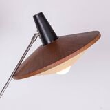 Large tilting floor lamp in steel and teak by Georges Frydman 1960.