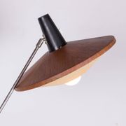 Large tilting floor lamp in steel and teak by Georges Frydman 1960.