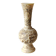 Asian-inspired ball vase. In beige cinnabar lacquer. Scenes of life decor. Arabesque and floral friezes. Height 24 cm
