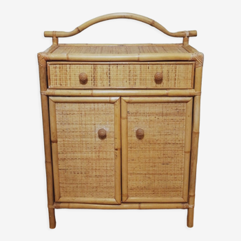 Low sideboard in bamboo and rattan