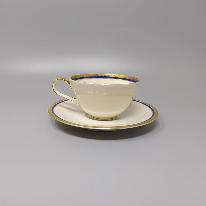 1950s Gorgeous White, Blue and Gold Tea Set/Coffee Set in Bavaria Porcelain. Made in Germany