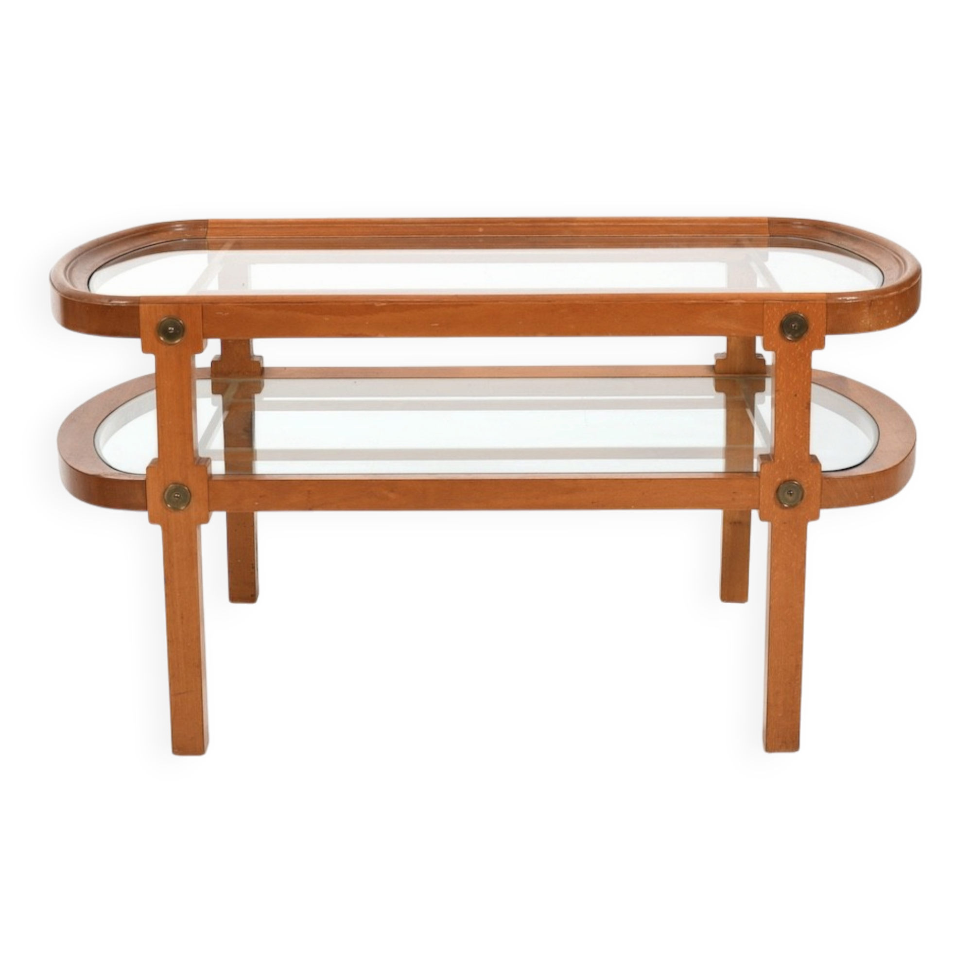 Oval Art Deco Sofa Table with Brass Dekor Denmark 1930s