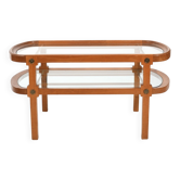 Oval Art Deco Sofa Table with Brass Dekor Denmark 1930s