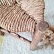 Small stool in wood and straw