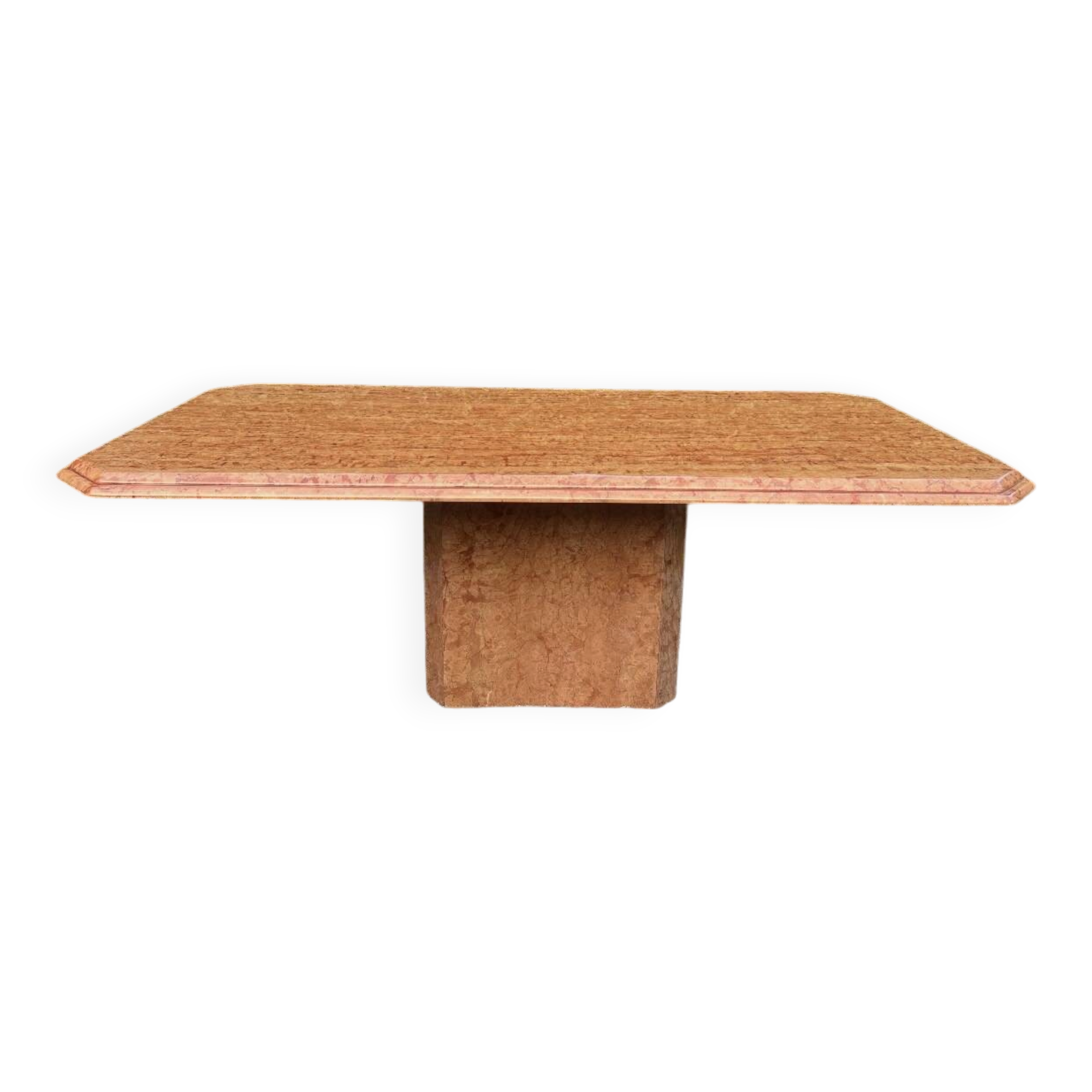 Large dining table in Rosso Alicante marble from the 70s-80s.