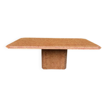 Grande table à manger en marbre Rosso Alicante des années 70-80