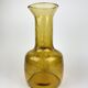 Ancien Vase Carafe Verre Soufflé Bullé Ambré Jaune
