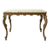Table basse en marbre doré style rustique