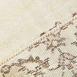 6x9 Ft Ecru-cream vintage rug, Floral design cream and brown rug.