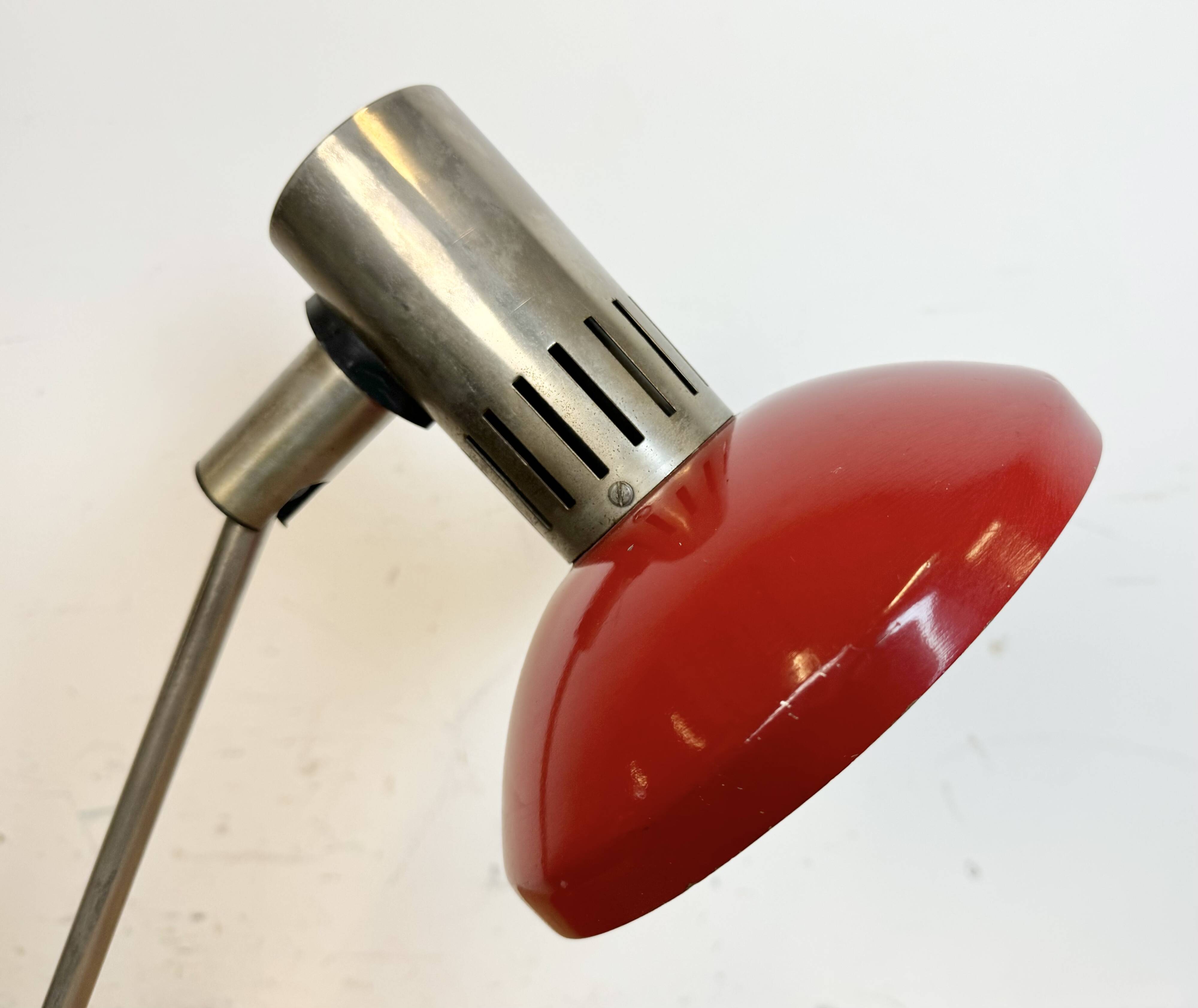 Vintage red east german table lamp from aka leuchten, 1970s