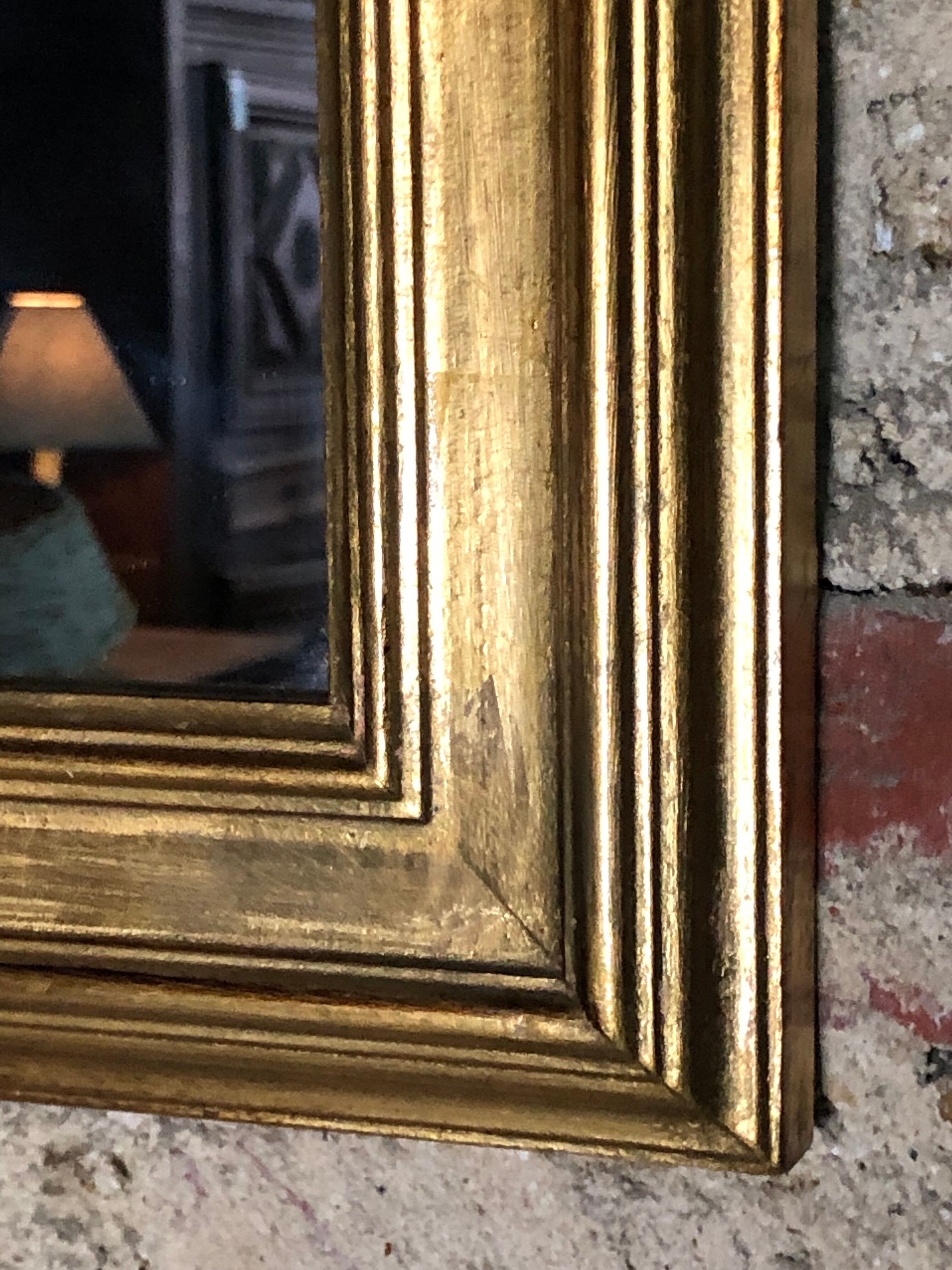 Patinated gilded wooden mirror  29x22cm