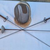 Vintage French Fencing Mask and 3 Swords (Sabre, Sabre or Foil) by L. Carré París