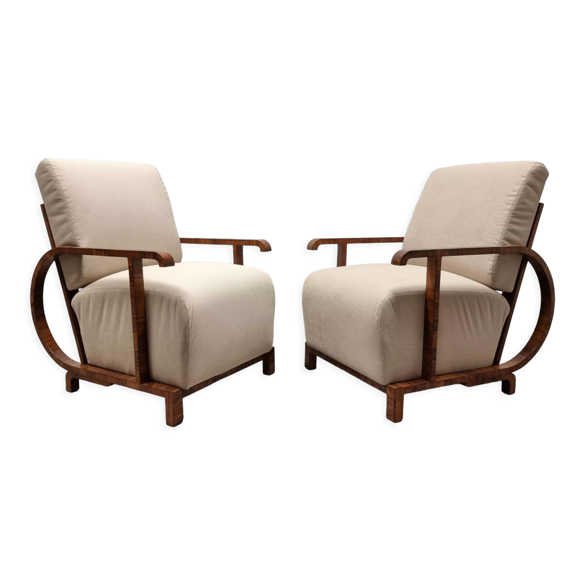 Pair of restored art deco armchairs