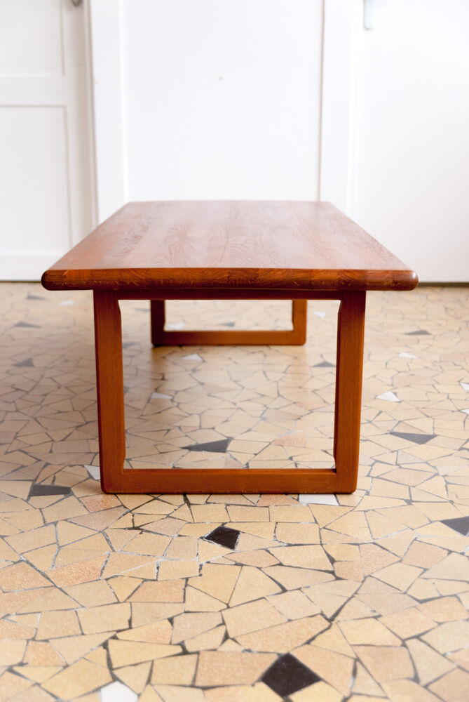 Minimalist solid teak coffee table