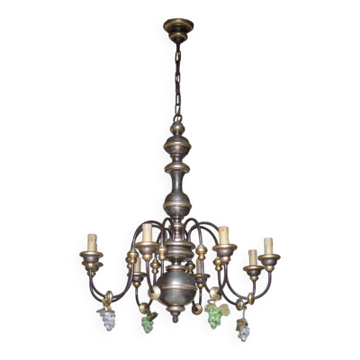 Suspension bois type hollandais, lustre florentin bois, lampe de plafond italienne, décoration intérieure