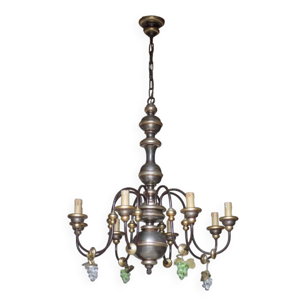 Suspension bois type hollandais, lustre florentin bois, lampe de plafond italienne, décoration intérieure