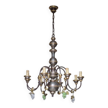 Suspension bois type hollandais, lustre florentin bois, lampe de plafond italienne, décoration intérieure