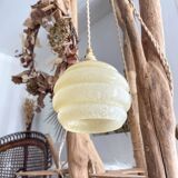Vintage portable lamp globes customizable yellow clichy glass