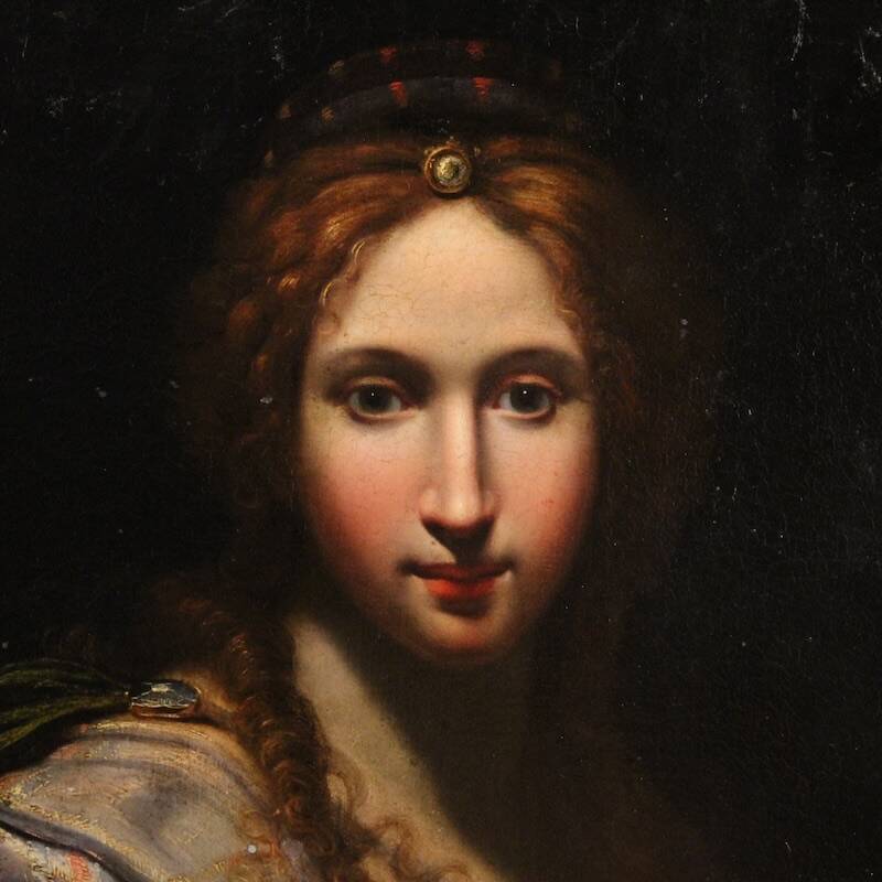 Ancient Italian painting from the 17th century, allegory of magnificence