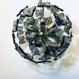 Italian sputnik murano glass smoked glass and metal, 1960s