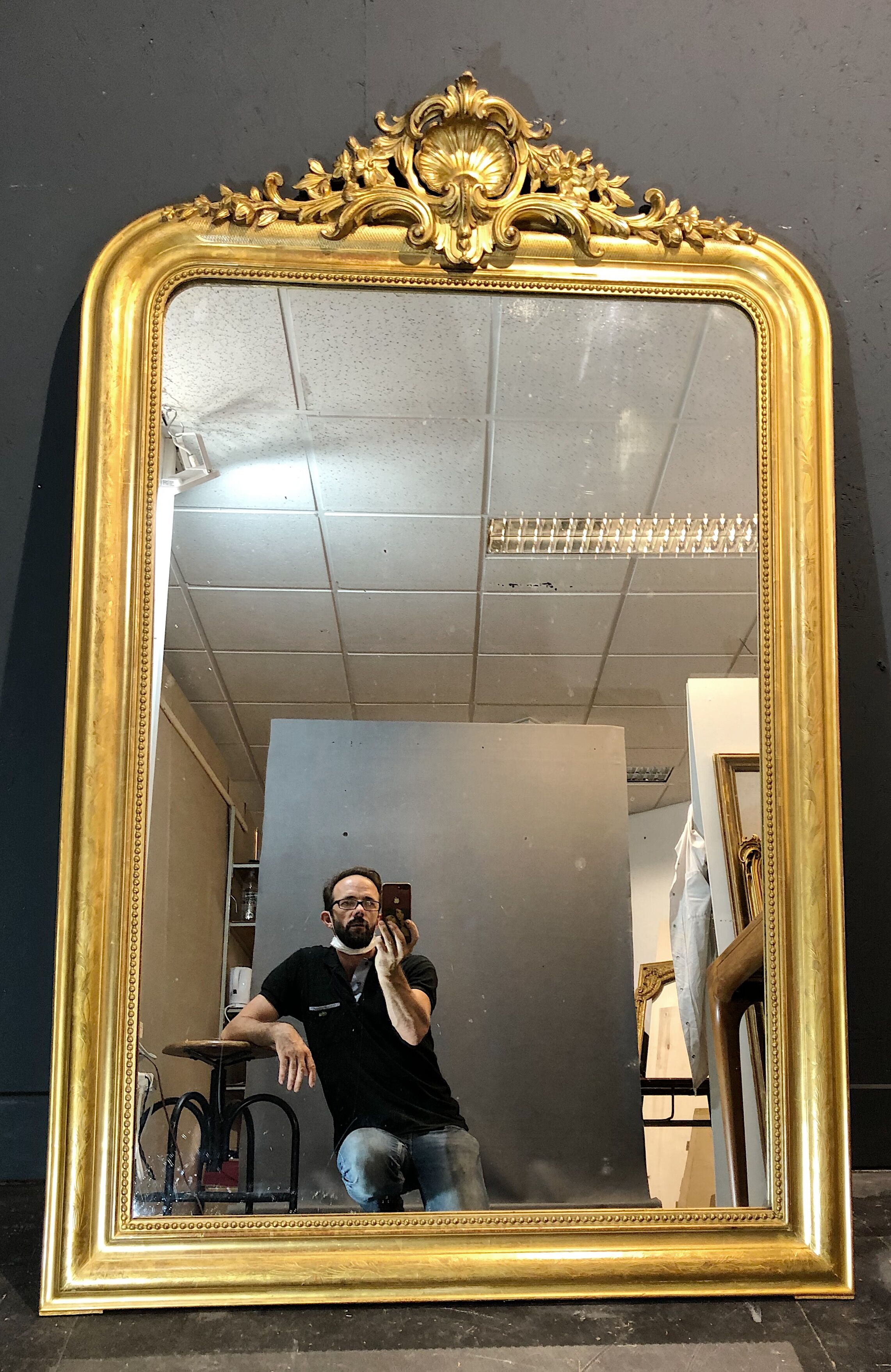 Old mirror 162 x 104 gold leaf gilding