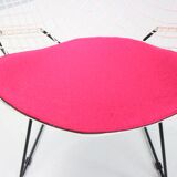 Diamond chair by Harry Bertoia in white & black metal and new seating 1960s