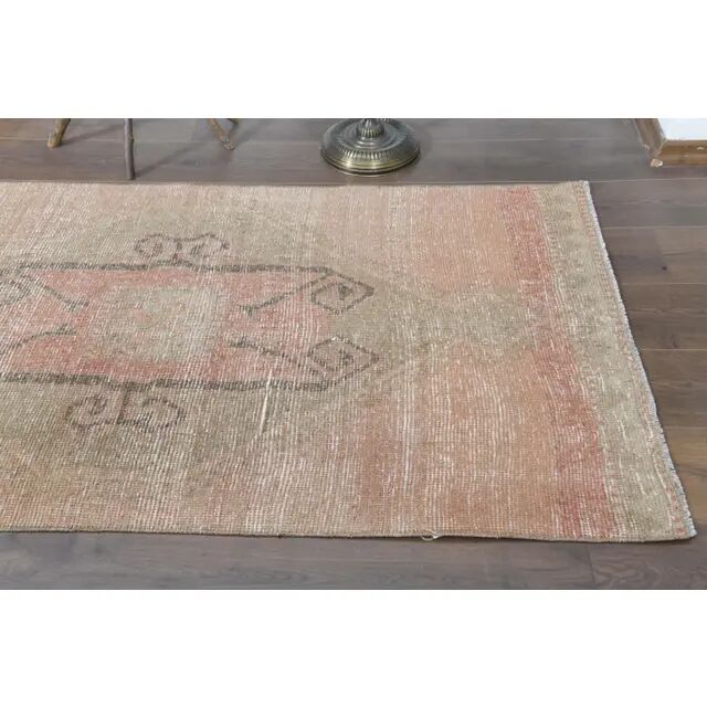 1970s Turkish Oushak Handmade Wool Cotton Orange Runner Rug 98x346