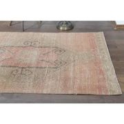 1970s Turkish Oushak Handmade Wool Cotton Orange Runner Rug 98x346