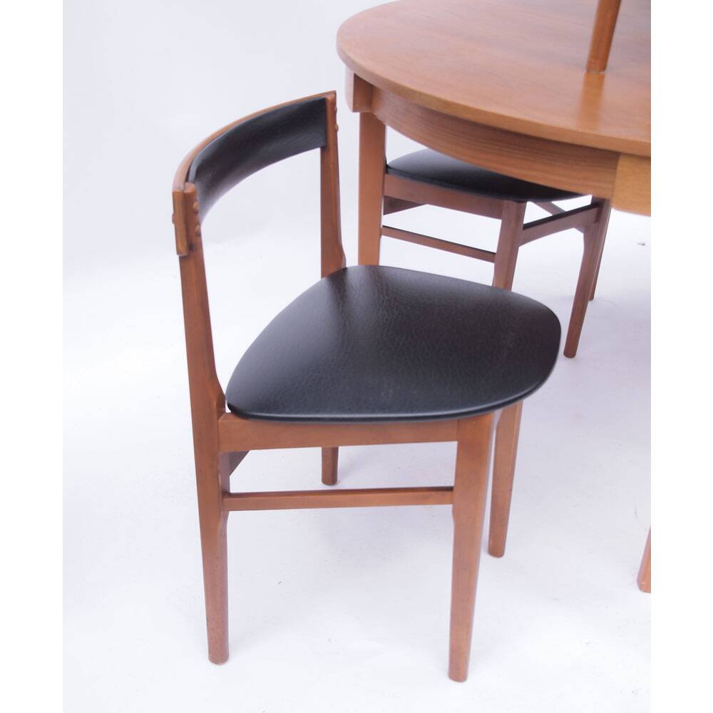 Table ronde à repas et ses 4 chaises vintage scandinave