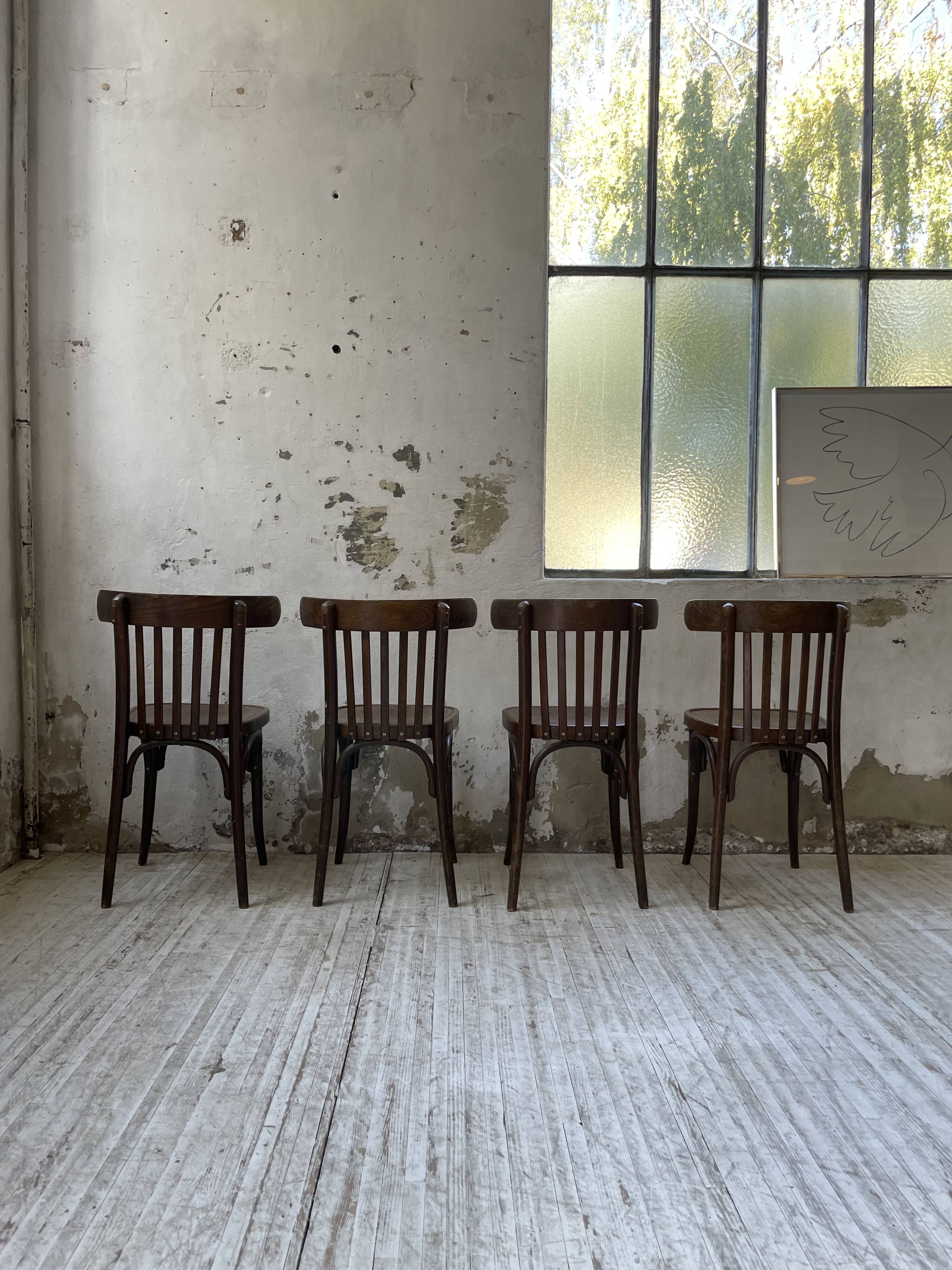 Set of 4 wooden bistro chairs