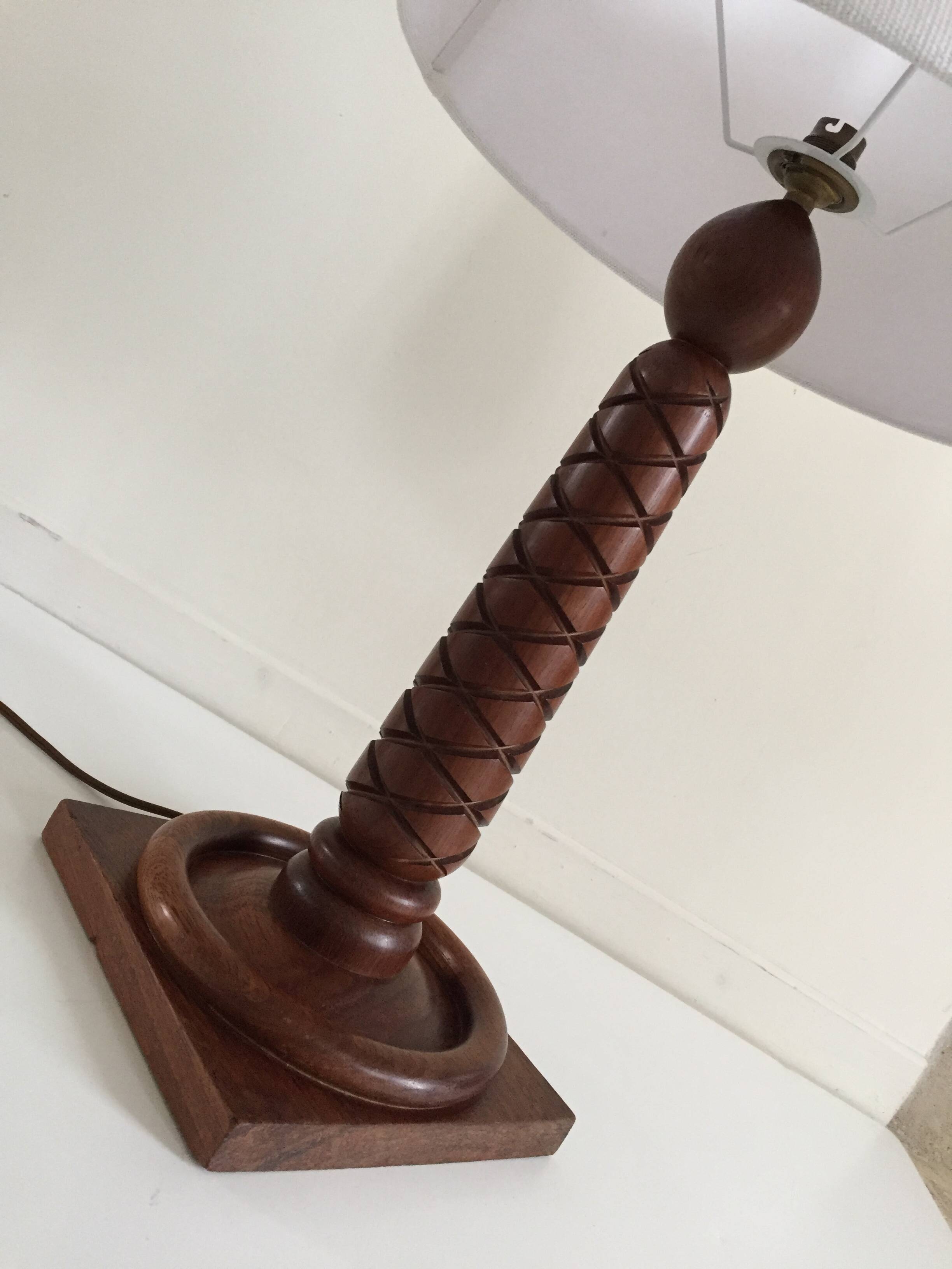 Art deco lamp rosewood carved