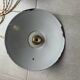 Pair of old pendant lights in green and white enamelled sheet metal, industrial style, retro farmhouse