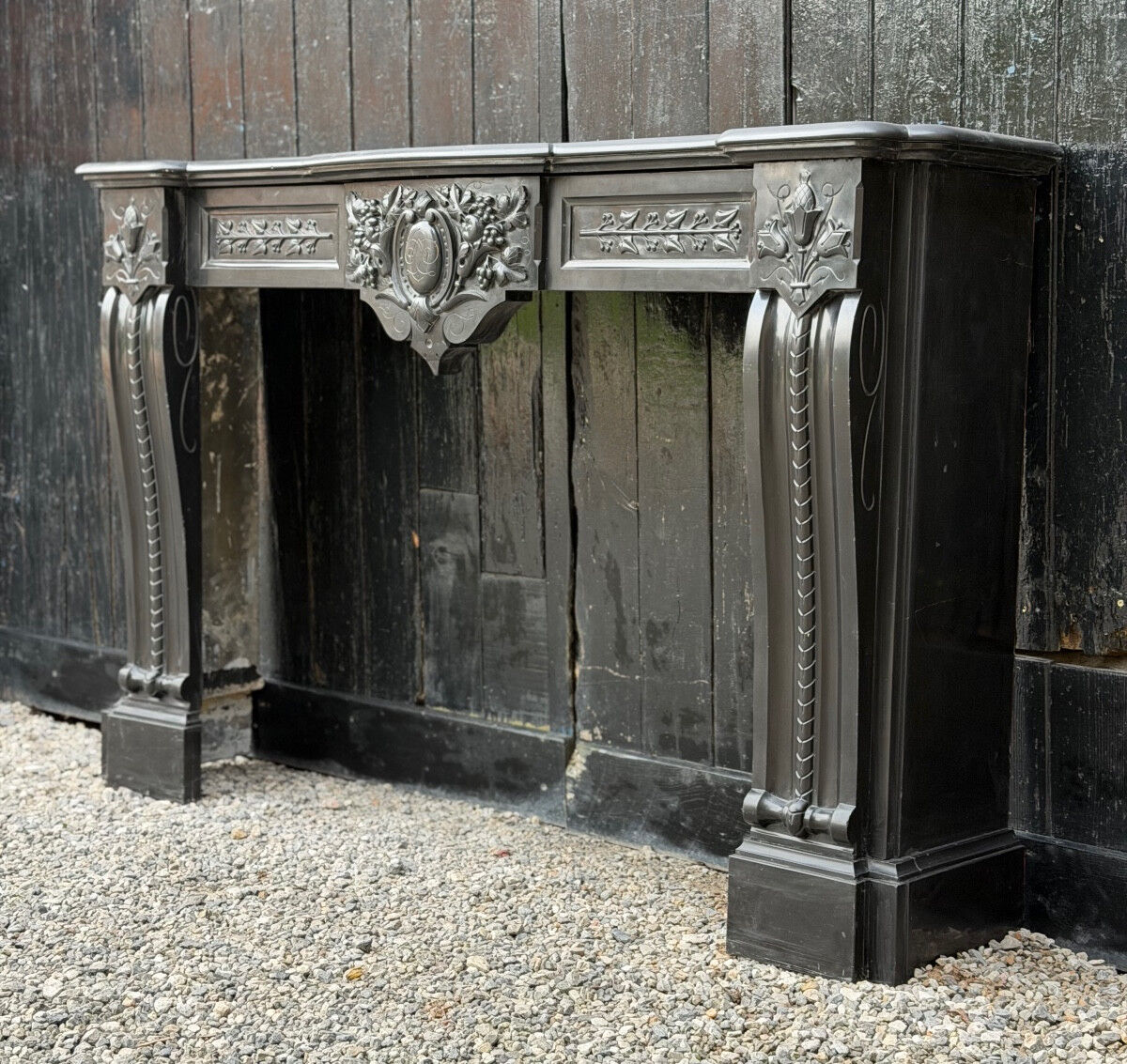 Napoleon III fireplace in black Belgian marble or Mazi, circa 1880