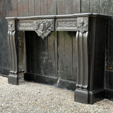 Napoleon III fireplace in black Belgian marble or Mazi, circa 1880