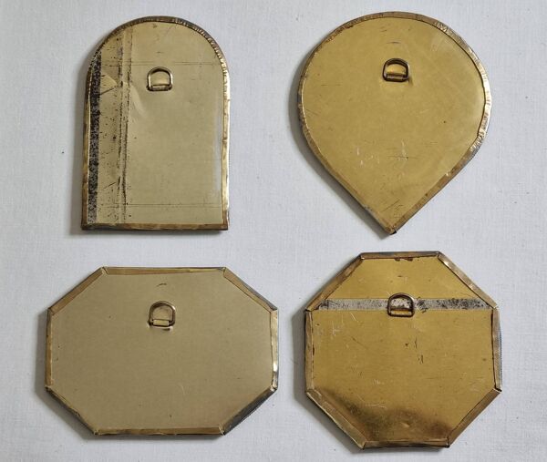 Ensemble de 4 miroirs muraux en laiton et cuivre, artisanat marocain, 15 cm