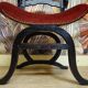Fauteuil ancien style néo-Renaissance italienne / Savonarole – velours rouge – bois noirci