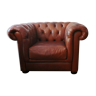 Brazilian Chesterfield brown leather extra wide club chair