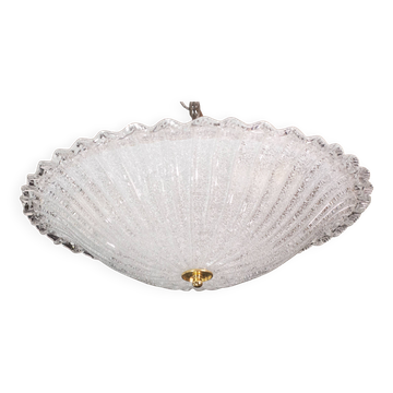 Charmant plafonnier italien en verre de Murano transparent, Murano, 1960