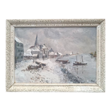 Winter landscape painting from the 1940s-1950s