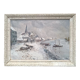 Winter landscape painting from the 1940s-1950s
