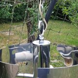 Design chandelier of the 70s in chromed metal