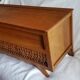 Vintage 1970s wooden and rattan toy chest