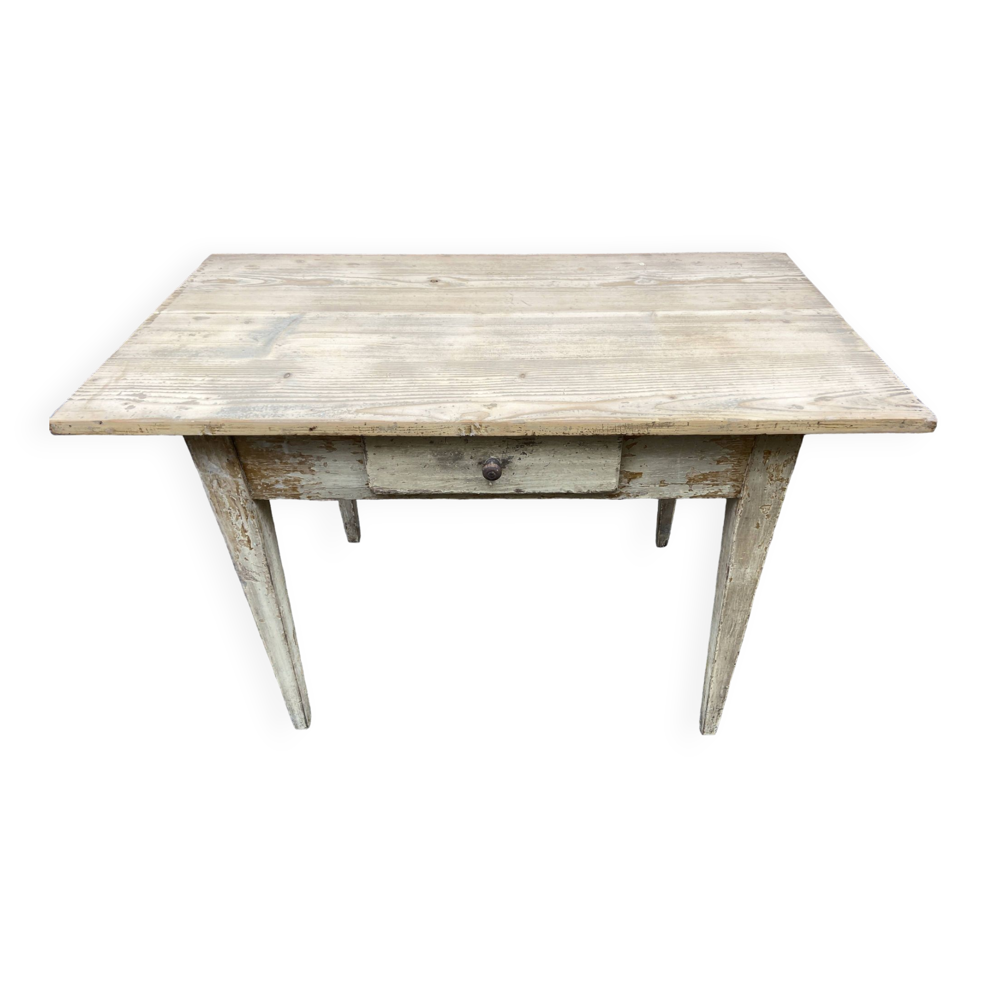 Shabby chic fir farm table painted natural wood 1900