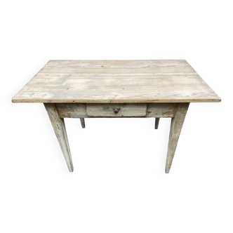 Table de ferme en sapin shabby chic paint peinte bois naturel 1900