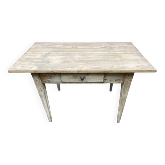 Shabby chic fir farm table painted natural wood 1900