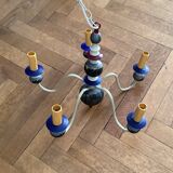 Vintage 5-branch chandelier in wood and metal